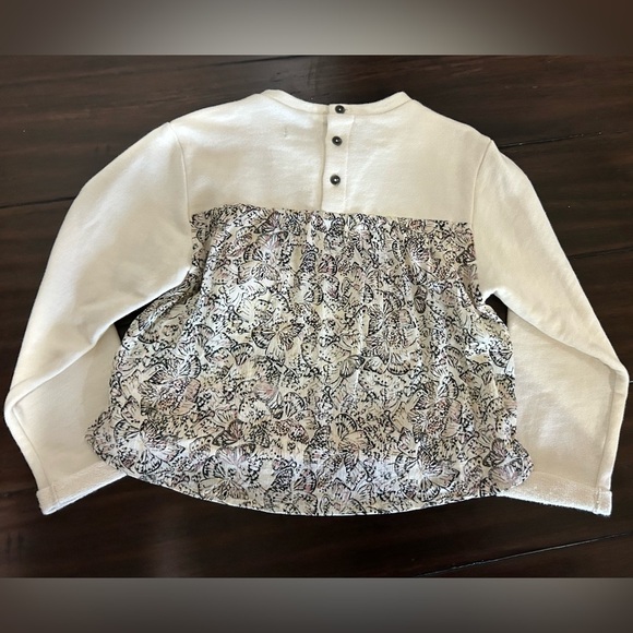 IKKS kids girls ecru mixed fabric embroidered Rock & Roll Sweatshirt 5A 100cm - Picture 8 of 9